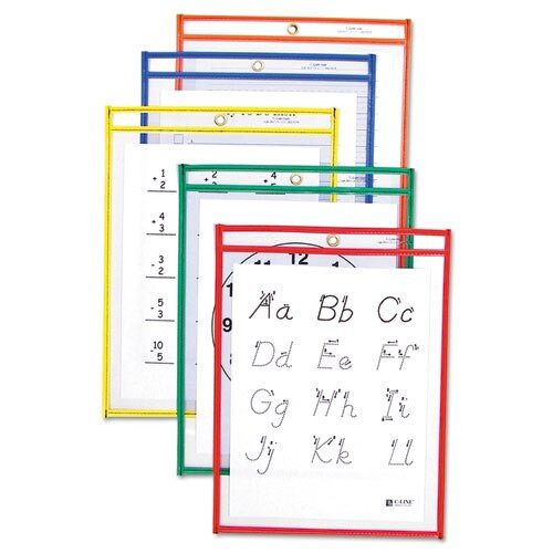 Reusable Dry Erase Pockets, 9 X 12, Assorted Primary Colors, 25/box Reusable Dry Erase Pockets, 9 X 12, Assorted Primary Colors, 25/box