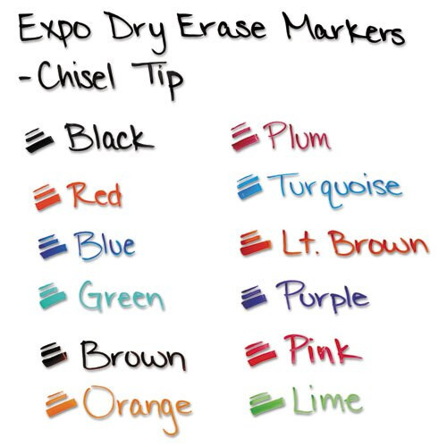 Low-odor Dry-erase Marker, Broad Chisel Tip, Assorted Colors, 4/set