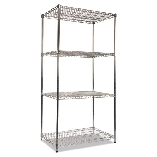 Nsf Certified Industrial 4-shelf Wire Shelving Kit, 36w X 24d X 72h, Silver Nsf Certified Industrial 4-shelf Wire Shelving Kit, 36w X 24d X 72h, Silver