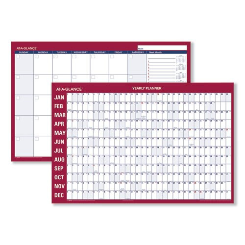 Horizontal Erasable Wall Planner, 36 X 24, White/red, 2021 Horizontal Erasable Wall Planner, 36 X 24, White/red, 2021