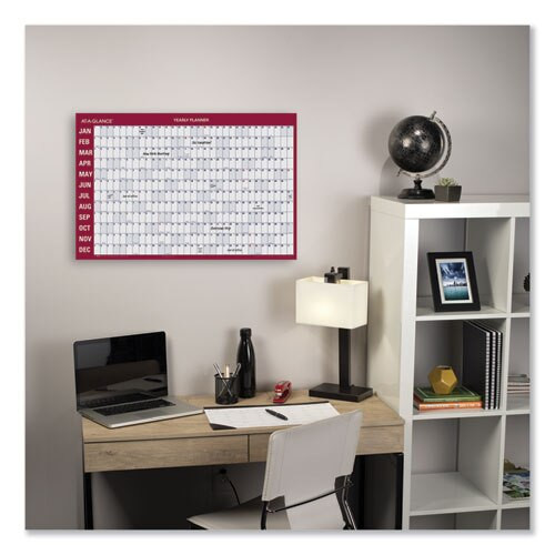Horizontal Erasable Wall Planner, 36 X 24, White/red, 2021 Horizontal Erasable Wall Planner, 36 X 24, White/red, 2021