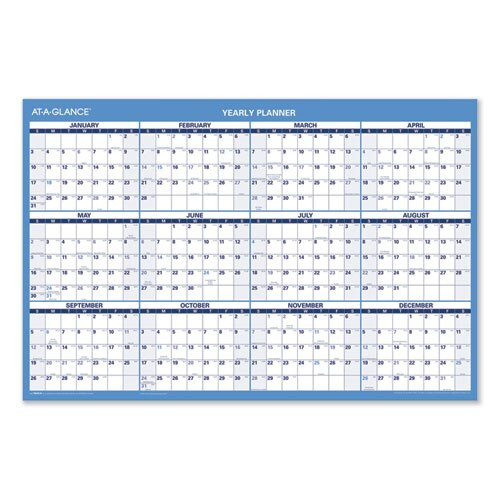 Horizontal Erasable Wall Planner, 36 X 24, White/red, 2021 Horizontal Erasable Wall Planner, 36 X 24, White/red, 2021