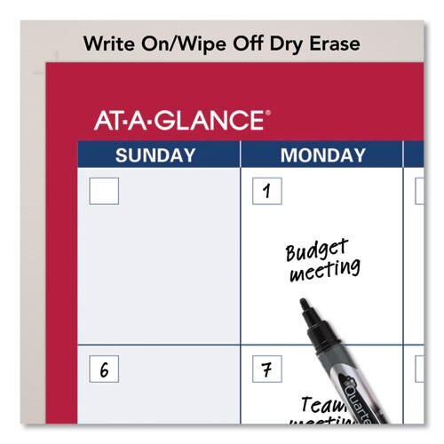 Horizontal Erasable Wall Planner, 36 X 24, White/red, 2021 Horizontal Erasable Wall Planner, 36 X 24, White/red, 2021