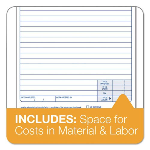 Snap-off Job Work Order Form, 5 2/3" X 8 5/8", Three-part Carbonless, 50 Forms Snap-off Job Work Order Form, 5 2/3" X 8 5/8", Three-part Carbonless, 50 Forms