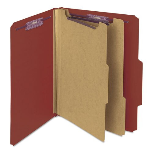 Pressboard Classification Folders With Safeshield Coated Fasteners, 2/5 Cut, 2 Dividers, Letter Size, Red, 10/box Pressboard Classification Folders With Safeshield Coated Fasteners, 2/5 Cut, 2 Dividers, Letter Size, Red, 10/box