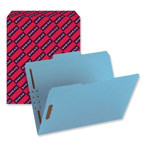 Top Tab Colored 2-fastener Folders, 1/3-cut Tabs, Letter Size, Blue, 50/box Top Tab Colored 2-fastener Folders, 1/3-cut Tabs, Letter Size, Blue, 50/box