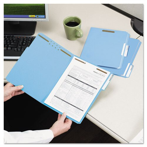 Top Tab Colored 2-fastener Folders, 1/3-cut Tabs, Letter Size, Blue, 50/box Top Tab Colored 2-fastener Folders, 1/3-cut Tabs, Letter Size, Blue, 50/box