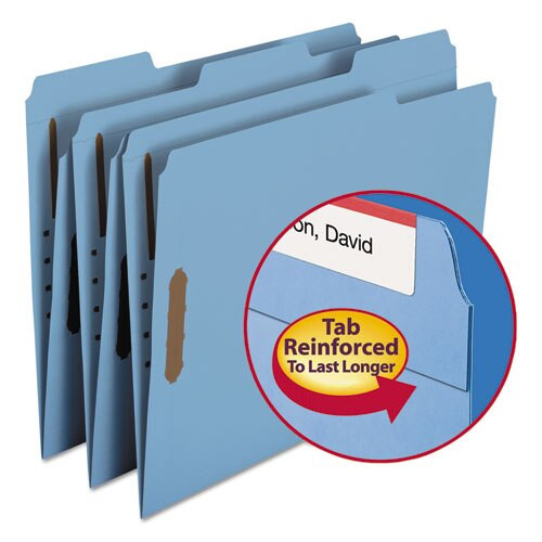 Top Tab Colored 2-fastener Folders, 1/3-cut Tabs, Letter Size, Blue, 50/box