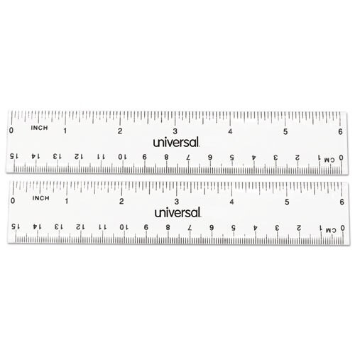 Clear Plastic Ruler, Standard/metric, 6", 2/pack Clear Plastic Ruler, Standard/metric, 6", 2/pack