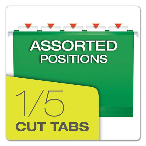Colored Reinforced Hanging Folders, Letter Size, 1/5-cut Tab, Bright Green, 25/box Colored Reinforced Hanging Folders, Letter Size, 1/5-cut Tab, Bright Green, 25/box