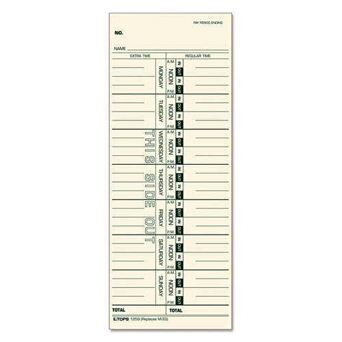 Time Card For Acroprint/ibm/lathem/simplex, Weekly, 3 1/2 X 9, 500/box Time Card For Acroprint/ibm/lathem/simplex, Weekly, 3 1/2 X 9, 500/box