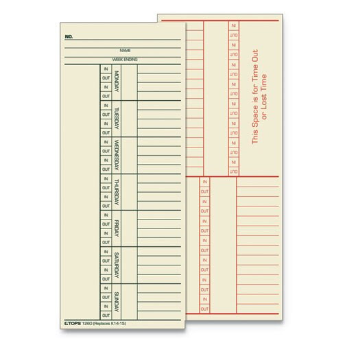 Time Card For Acroprint/ibm/lathem/simplex, Weekly, 3 1/2 X 9, 500/box Time Card For Acroprint/ibm/lathem/simplex, Weekly, 3 1/2 X 9, 500/box