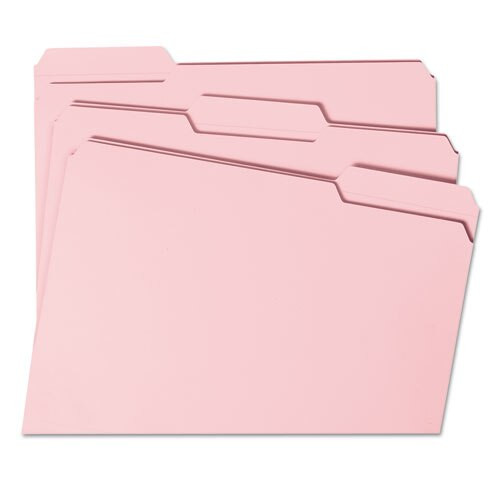 Reinforced Top Tab Colored File Folders, 1/3-cut Tabs, Letter Size, Pink, 100/box Reinforced Top Tab Colored File Folders, 1/3-cut Tabs, Letter Size, Pink, 100/box
