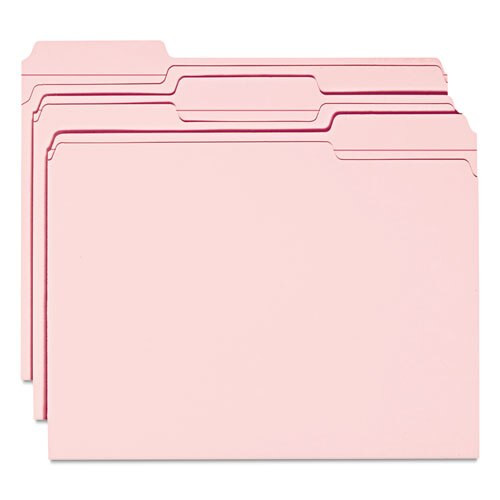 Reinforced Top Tab Colored File Folders, 1/3-cut Tabs, Letter Size, Pink, 100/box Reinforced Top Tab Colored File Folders, 1/3-cut Tabs, Letter Size, Pink, 100/box
