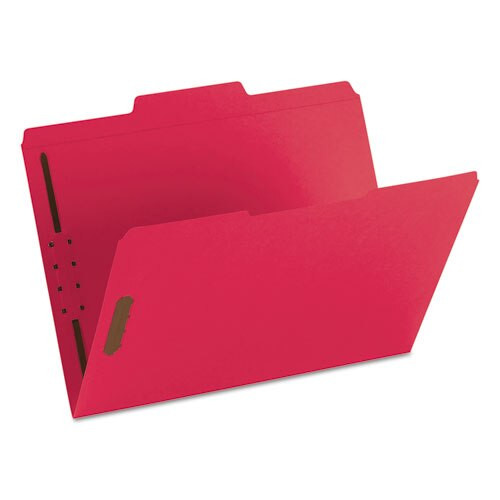 Top Tab Colored 2-fastener Folders, 1/3-cut Tabs, Letter Size, Red, 50/box