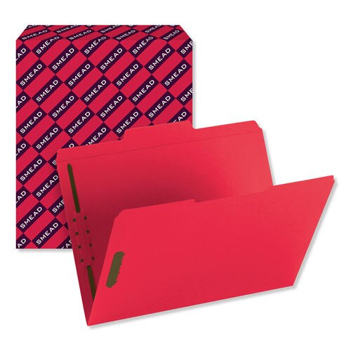 Top Tab Colored 2-fastener Folders, 1/3-cut Tabs, Letter Size, Red, 50/box Top Tab Colored 2-fastener Folders, 1/3-cut Tabs, Letter Size, Red, 50/box
