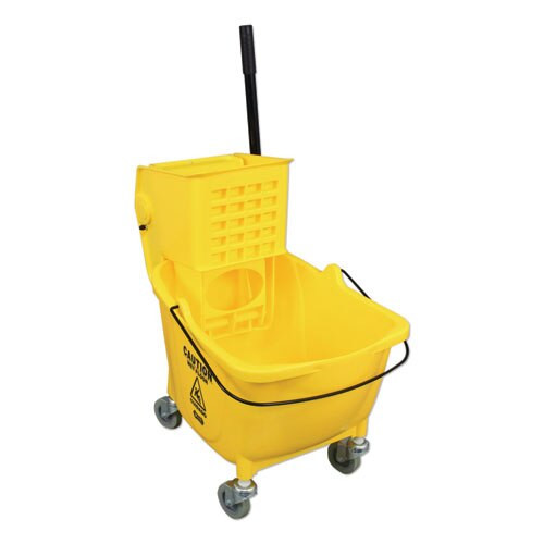 Side-press Wringer And Plastic Bucket Combo, 12 To 32 Oz, Yellow Side-press Wringer And Plastic Bucket Combo, 12 To 32 Oz, Yellow