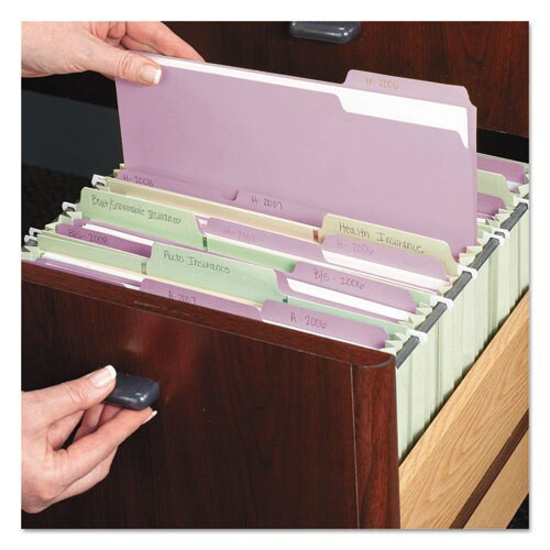 Colored File Folders, 1/3-cut Tabs, Letter Size, Lavender, 100/box