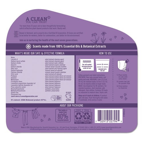 Natural Liquid Laundry Detergent, Lavender And Blue Eucalyptus, 99 Loads, 150 Oz Natural Liquid Laundry Detergent, Lavender And Blue Eucalyptus, 99 Loads, 150 Oz