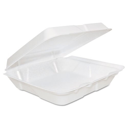 Foam Hinged Lid Containers, 8 X 8 X 2 1/4, White, 200/carton Foam Hinged Lid Containers, 8 X 8 X 2 1/4, White, 200/carton