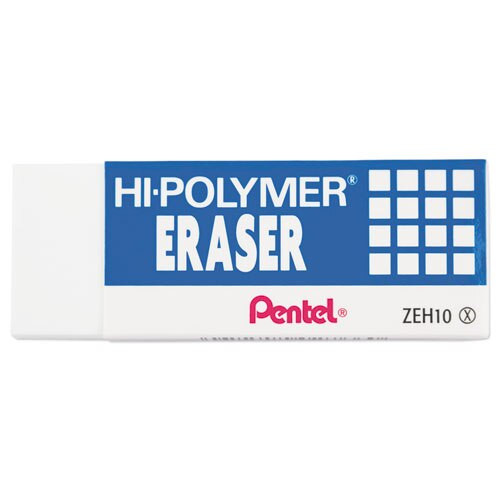 Hi-polymer Eraser, Rectangular, Medium, White, Latex-free Hi-polymer, 3/pack Hi-polymer Eraser, Rectangular, Medium, White, Latex-free Hi-polymer, 3/pack