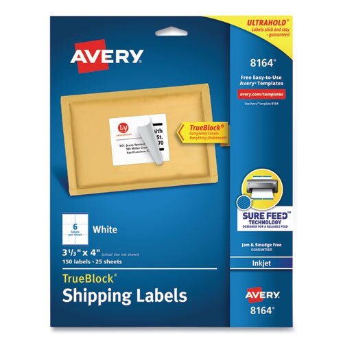 Shipping Labels W/ Trueblock Technology, Inkjet Printers, 3.33 X 4, White, 6/sheet, 25 Sheets/pack Shipping Labels W/ Trueblock Technology, Inkjet Printers, 3.33 X 4, White, 6/sheet, 25 Sheets/pack