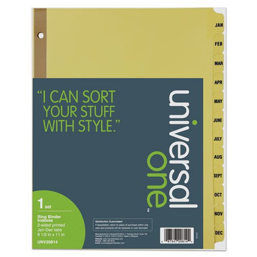 Deluxe Preprinted Plastic Coated Tab Dividers With Black Printing, 12-tab, Jan. To Dec., 11 X 8.5, Buff, 1 Set Deluxe Preprinted Plastic Coated Tab Dividers With Black Printing, 12-tab, Jan. To Dec., 11 X 8.5, Buff, 1 Set