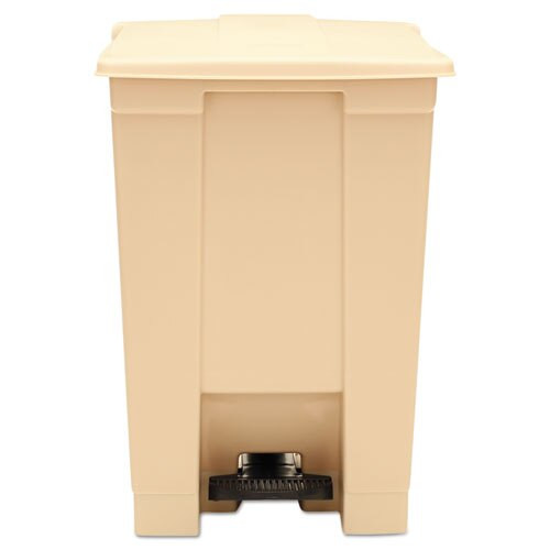 Indoor Utility Step-on Waste Container, Square, Plastic, 12 Gal, Beige Indoor Utility Step-on Waste Container, Square, Plastic, 12 Gal, Beige