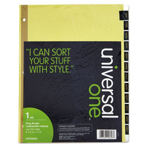 Deluxe Preprinted Simulated Leather Tab Dividers With Gold Printing, 12-tab, Jan. To Dec., 11 X 8.5, Buff, 1 Set Deluxe Preprinted Simulated Leather Tab Dividers With Gold Printing, 12-tab, Jan. To Dec., 11 X 8.5, Buff, 1 Set