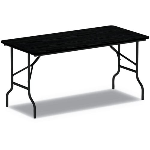 Wood Folding Table, 59 7/8w X 17 3/4d X 29 1/8h, Black Wood Folding Table, 59 7/8w X 17 3/4d X 29 1/8h, Black