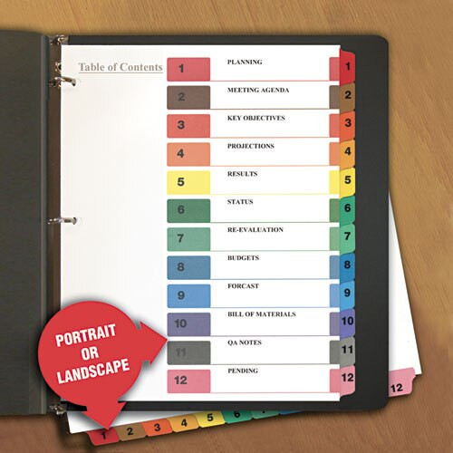 Deluxe Table Of Contents Dividers For Printers, 12-tab, 1 To 12; Table Of Contents, 11 X 8.5, White, 6 Sets Deluxe Table Of Contents Dividers For Printers, 12-tab, 1 To 12; Table Of Contents, 11 X 8.5, White, 6 Sets
