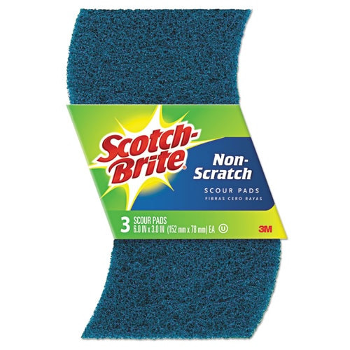Non-scratch Scour Pads, Size 3 X 6, Blue, 10/carton Non-scratch Scour Pads, Size 3 X 6, Blue, 10/carton
