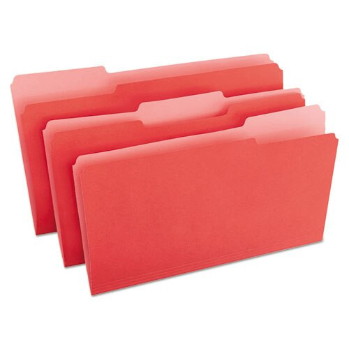 Deluxe Colored Top Tab File Folders, 1/3-cut Tabs, Legal Size, Red/light Red, 100/box Deluxe Colored Top Tab File Folders, 1/3-cut Tabs, Legal Size, Red/light Red, 100/box