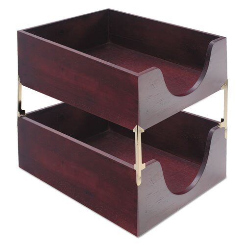 Double-deep Hardwood Stackable Desk Trays, 1 Section, Legal Size Files, 10.13" X 12.63" X 5", Mahogany Double-deep Hardwood Stackable Desk Trays, 1 Section, Legal Size Files, 10.13" X 12.63" X 5", Mahogany