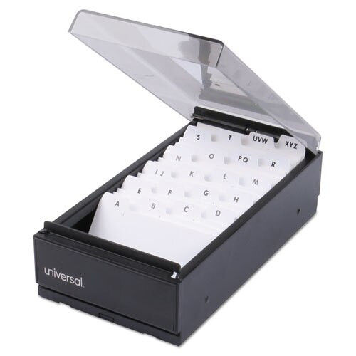 Business Card File, Metal/plastic, 4 1/4 X 8 1/4 X 2 1/2, Black Business Card File, Metal/plastic, 4 1/4 X 8 1/4 X 2 1/2, Black