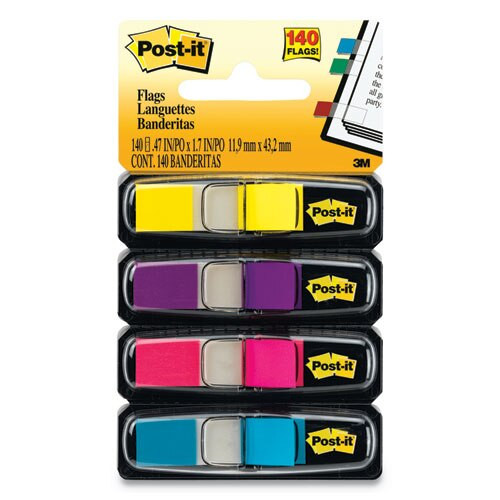 Small Flags, 0.5" X 1.75", Standard, Assorted Primary, 140/dispenser, 6 Dispensers/box Small Flags, 0.5" X 1.75", Standard, Assorted Primary, 140/dispenser, 6 Dispensers/box