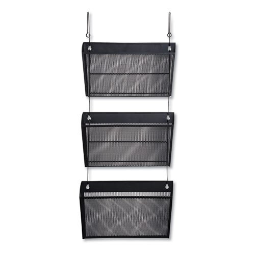 Mesh Three-pack Wall Files With Hanger, Letter, Black Mesh Three-pack Wall Files With Hanger, Letter, Black