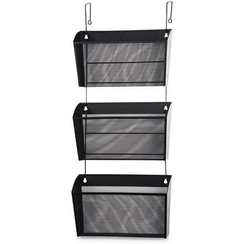 Mesh Three-pack Wall Files With Hanger, Letter, Black Mesh Three-pack Wall Files With Hanger, Letter, Black