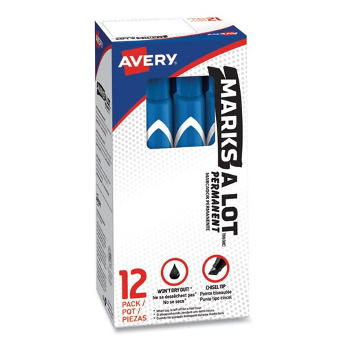 Marks A Lot Large Desk-style Permanent Marker, Broad Chisel Tip, Blue, Dozen Marks A Lot Large Desk-style Permanent Marker, Broad Chisel Tip, Blue, Dozen