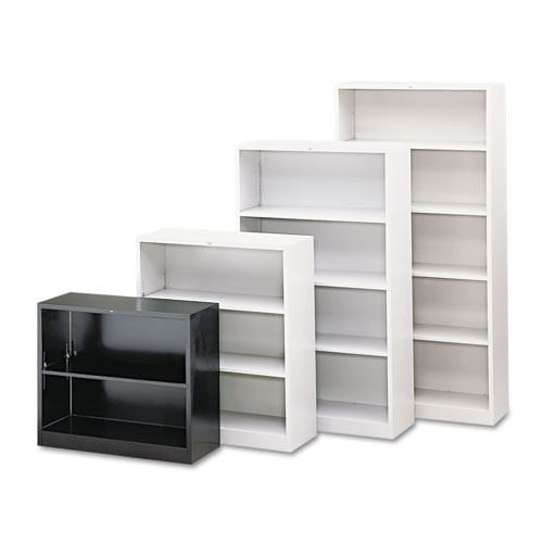 Metal Bookcase, Four-shelf, 34-1/2w X 12-5/8d X 59h, Light Gray Metal Bookcase, Four-shelf, 34-1/2w X 12-5/8d X 59h, Light Gray