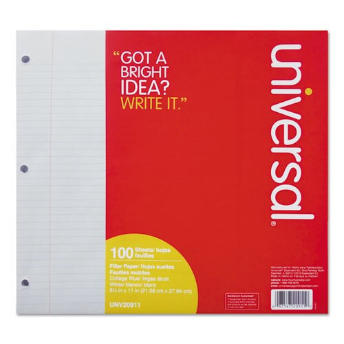 Filler Paper, 3-hole, 8.5 X 11, Medium/college Rule, 200/pack Filler Paper, 3-hole, 8.5 X 11, Medium/college Rule, 200/pack