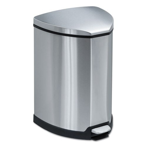 Step-on Waste Receptacle, Triangular, Stainless Steel, 4 Gal, Chrome/black Step-on Waste Receptacle, Triangular, Stainless Steel, 4 Gal, Chrome/black