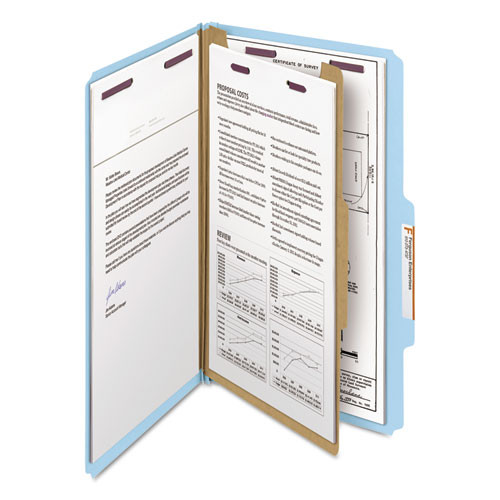Four-section Pressboard Top Tab Classification Folders With Safeshield Fasteners, 1 Divider, Legal Size, Blue, 10/box Four-section Pressboard Top Tab Classification Folders With Safeshield Fasteners, 1 Divider, Legal Size, Blue, 10/box