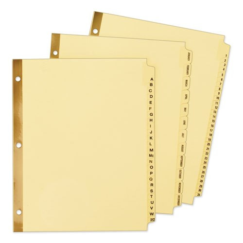 Preprinted Laminated Tab Dividers W/gold Reinforced Binding Edge, 25-tab, Letter Preprinted Laminated Tab Dividers W/gold Reinforced Binding Edge, 25-tab, Letter