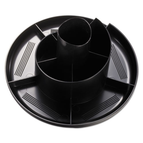 Rotary Desk Organizer, 11 Compartments, 8 3/4 Dia X 5 3/8, Black Rotary Desk Organizer, 11 Compartments, 8 3/4 Dia X 5 3/8, Black