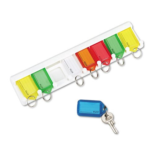 Color-coded Key Tag Rack, 8-key, Plastic, White, 10 1/2 X 1/4 X 2 1/2 Color-coded Key Tag Rack, 8-key, Plastic, White, 10 1/2 X 1/4 X 2 1/2