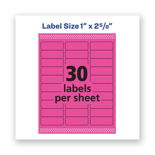 High-visibility Permanent Laser Id Labels, 1 X 2 5/8, Neon Magenta, 750/pack High-visibility Permanent Laser Id Labels, 1 X 2 5/8, Neon Magenta, 750/pack