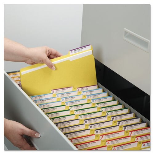 Reinforced Top Tab Colored File Folders, 1/3-cut Tabs, Legal Size, Yellow, 100/box