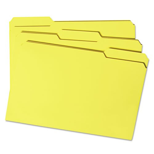Reinforced Top Tab Colored File Folders, 1/3-cut Tabs, Legal Size, Yellow, 100/box