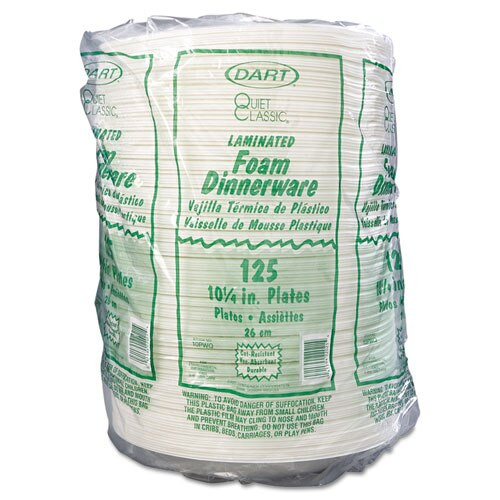 Quiet Classic Laminated Foam Dinnerware, Plate, 10 1/4", White, 125/pk, 4 Pks/cs Quiet Classic Laminated Foam Dinnerware, Plate, 10 1/4", White, 125/pk, 4 Pks/cs